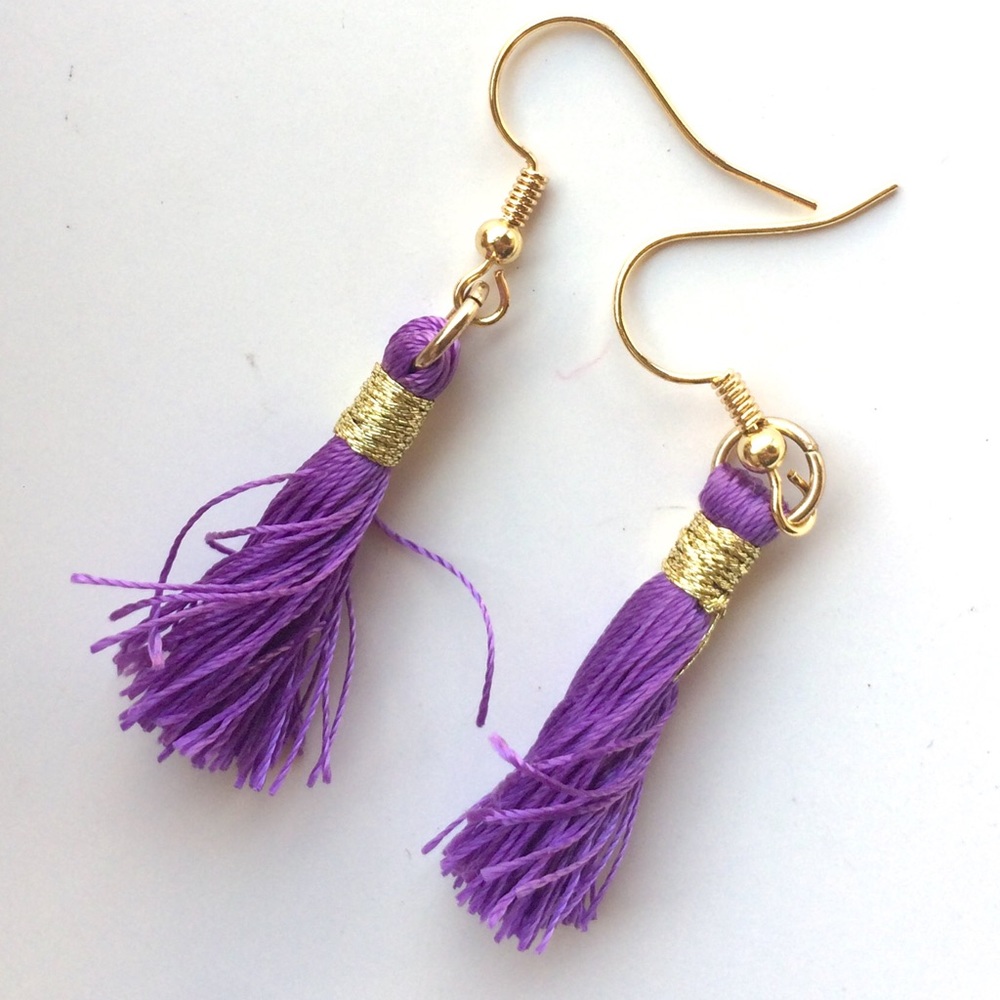 🆕 Handmade Purple Tassel Earrings